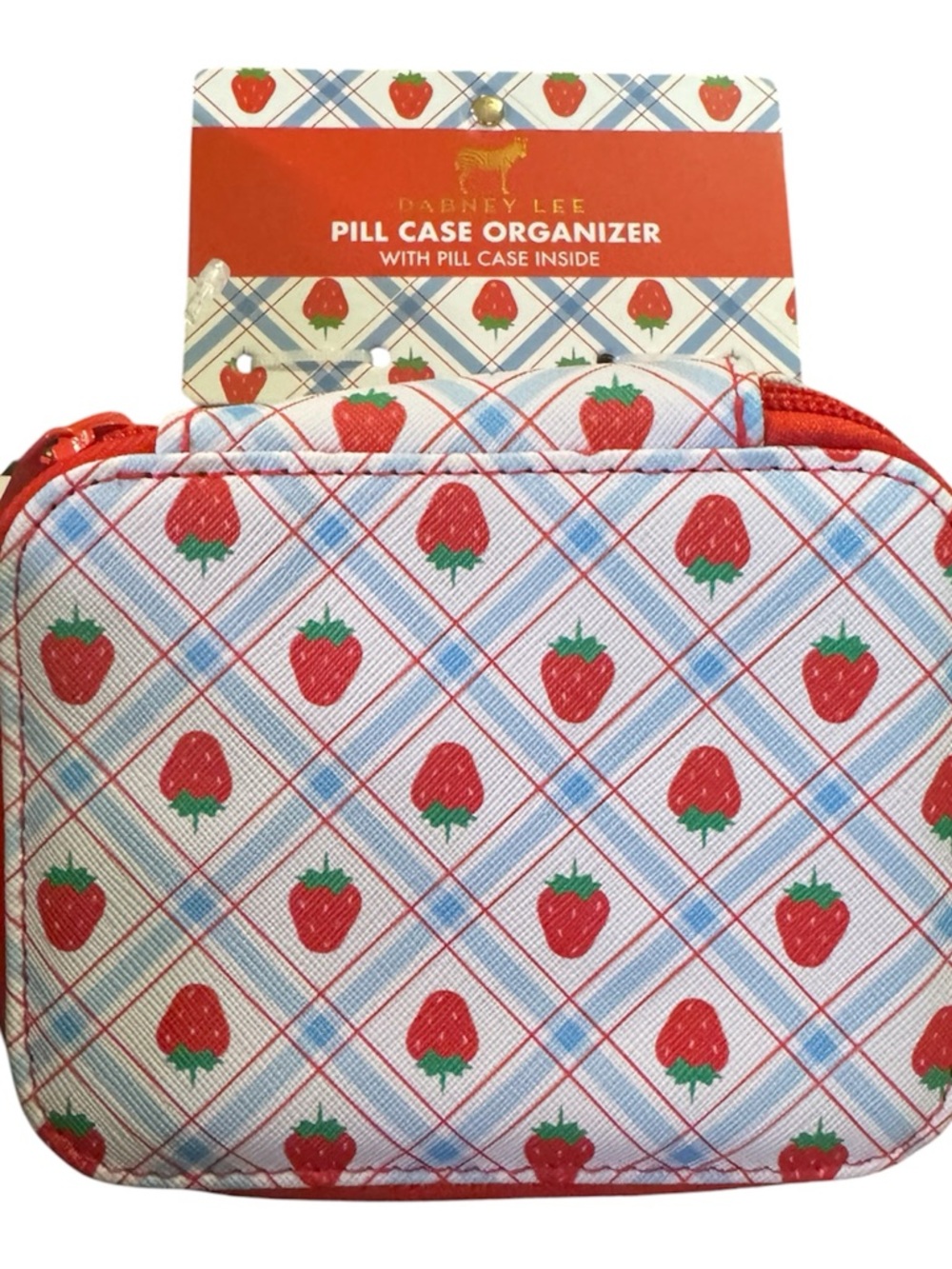 Dabney Lee Strawberry Print Pill Case Organizer - Red & White